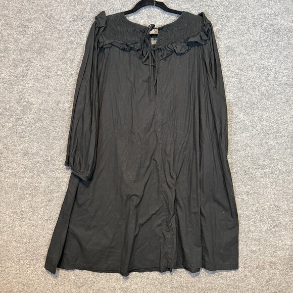 H&M Dress Womens 2XL Black Ruffle Cottage Core Goth Mini Stretch Balloon Sleeve - Picture 2 of 13